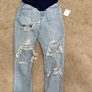 Pink blush maternity mom jeans